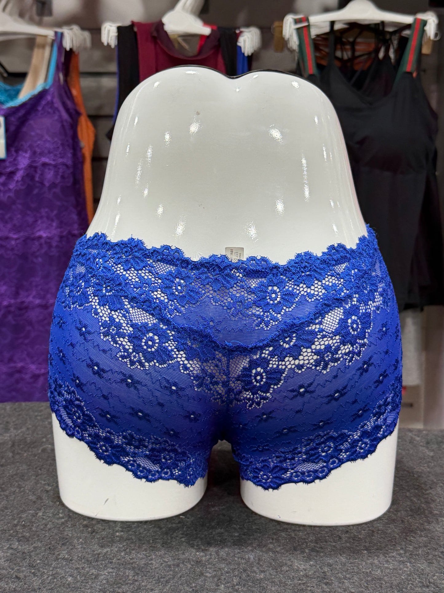 NETTED BOYLEG PANTY - FULLY TRANSY - BLUE COLOUR
