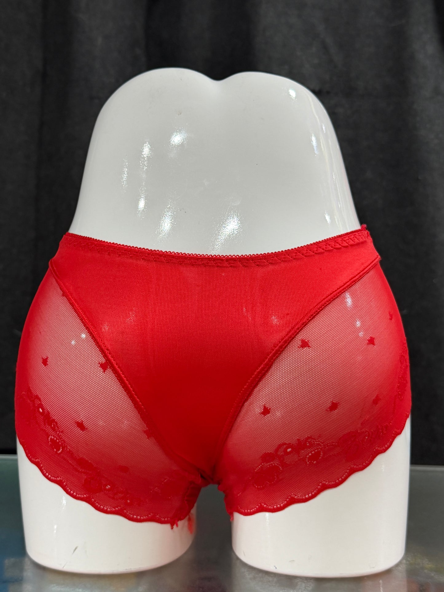 NETTED PANTY - SIDE NET - FABRIC SATIN - RED COLOUR