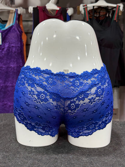 NETTED BOYLEG PANTY - FULLY TRANSY - BLUE COLOUR