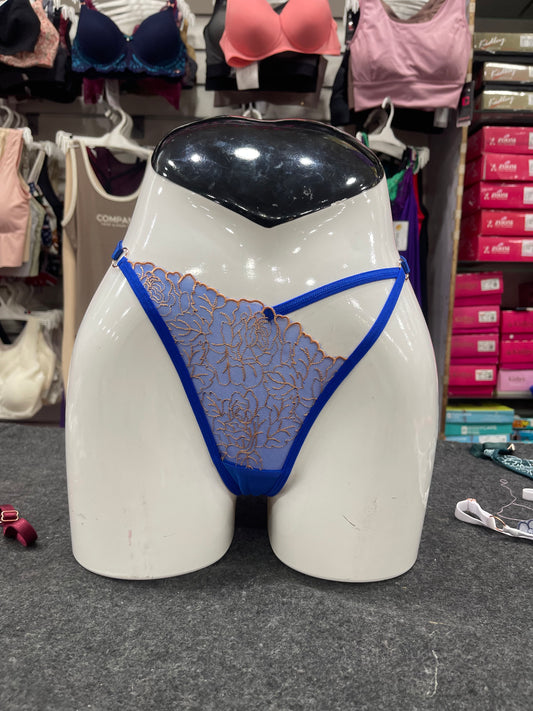 NETTED FLORAL THONG - PANTY - ADJUSTABLE SIDE STRAP - FREE SIZED - NAVY BLUE COLOUR