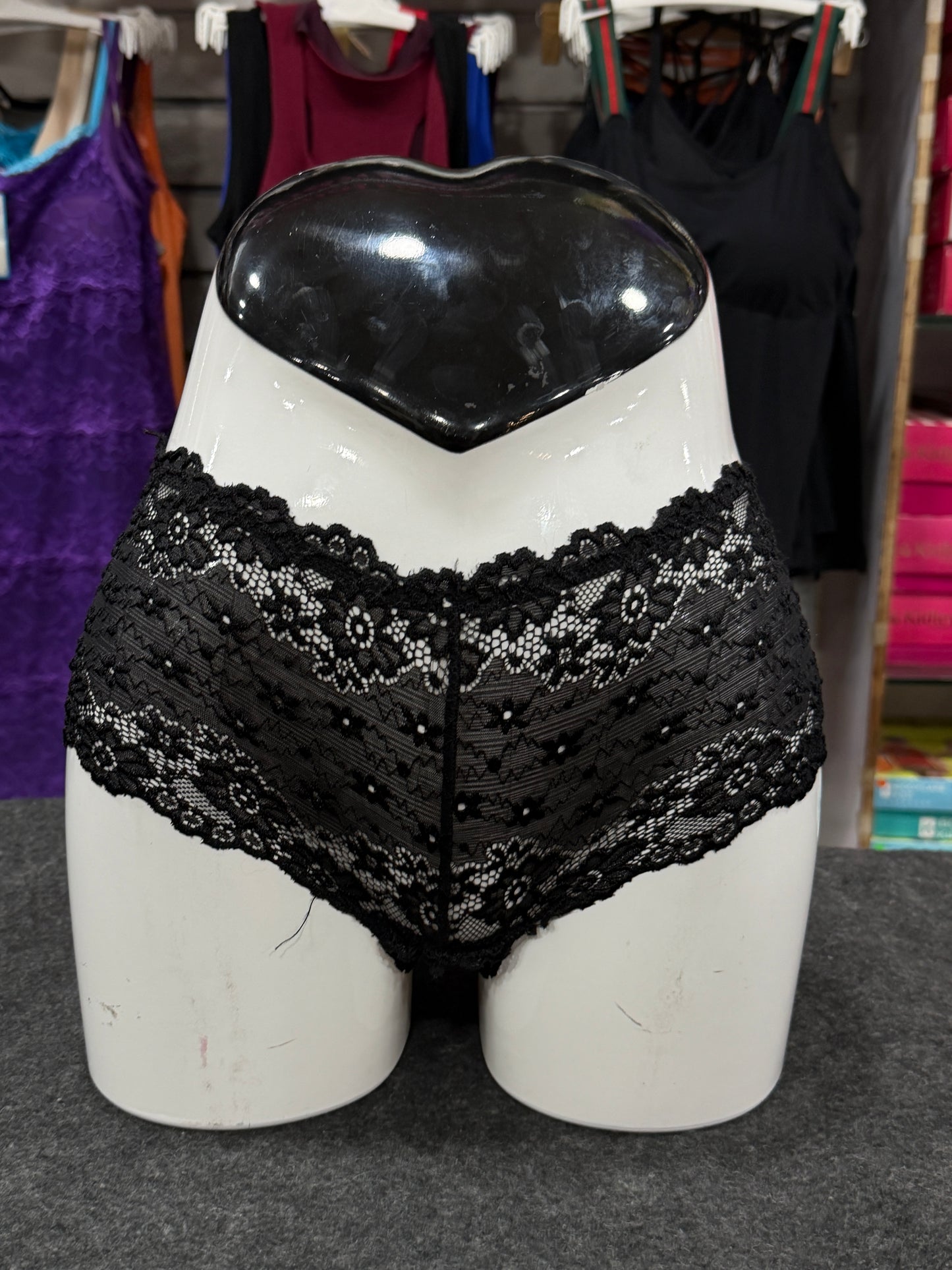 NETTED BOYLEG PANTY - FULLY TRANSY - BLACK COLOUR