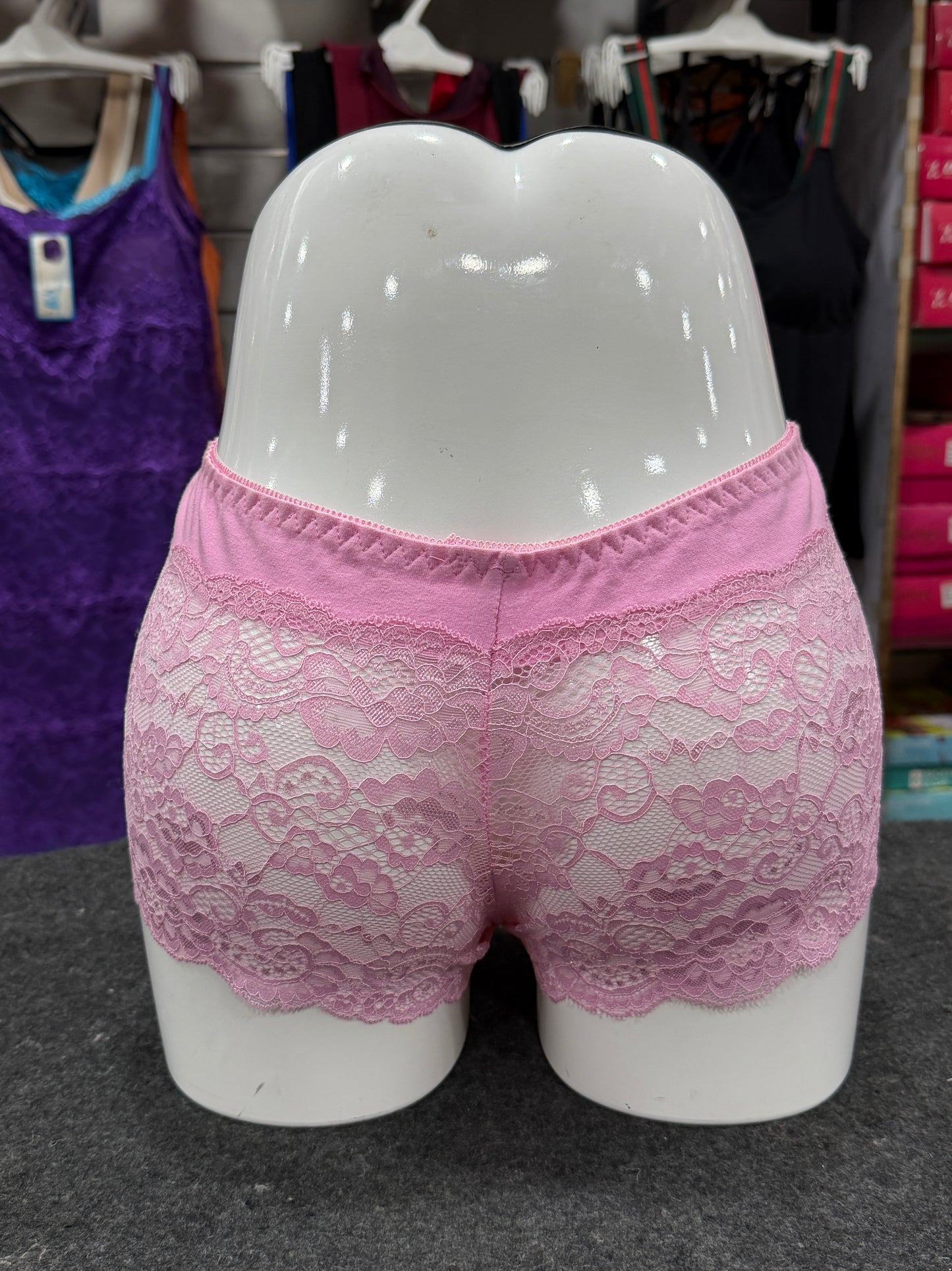 NETTED BOYLEG PANTY - FULLY TRANSY - PINK COLOUR - COTTON BAND