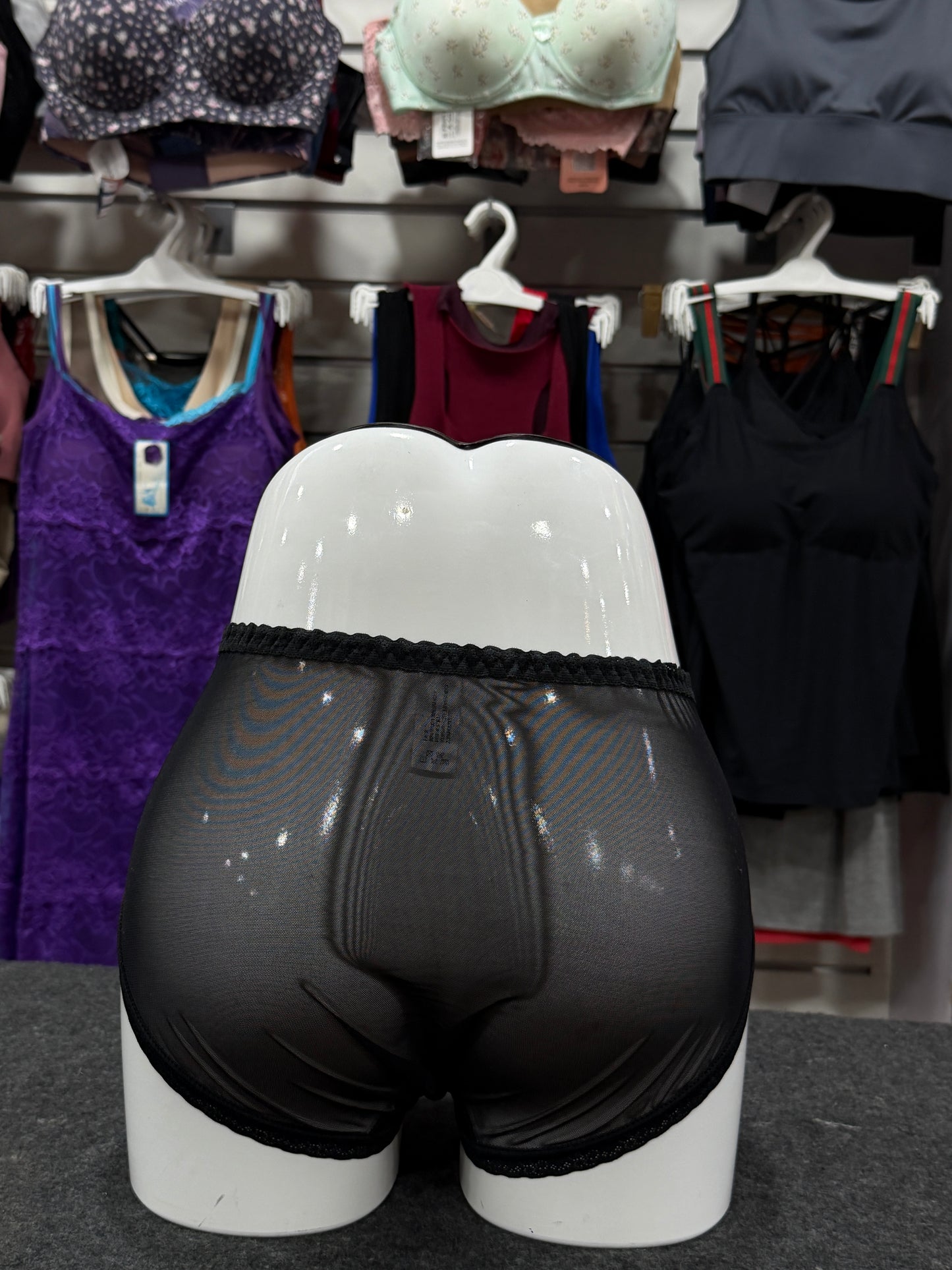 NETTED PANTY - FULLY TRANSPARENT - SATIN FABRIC - BLACK COLOUR