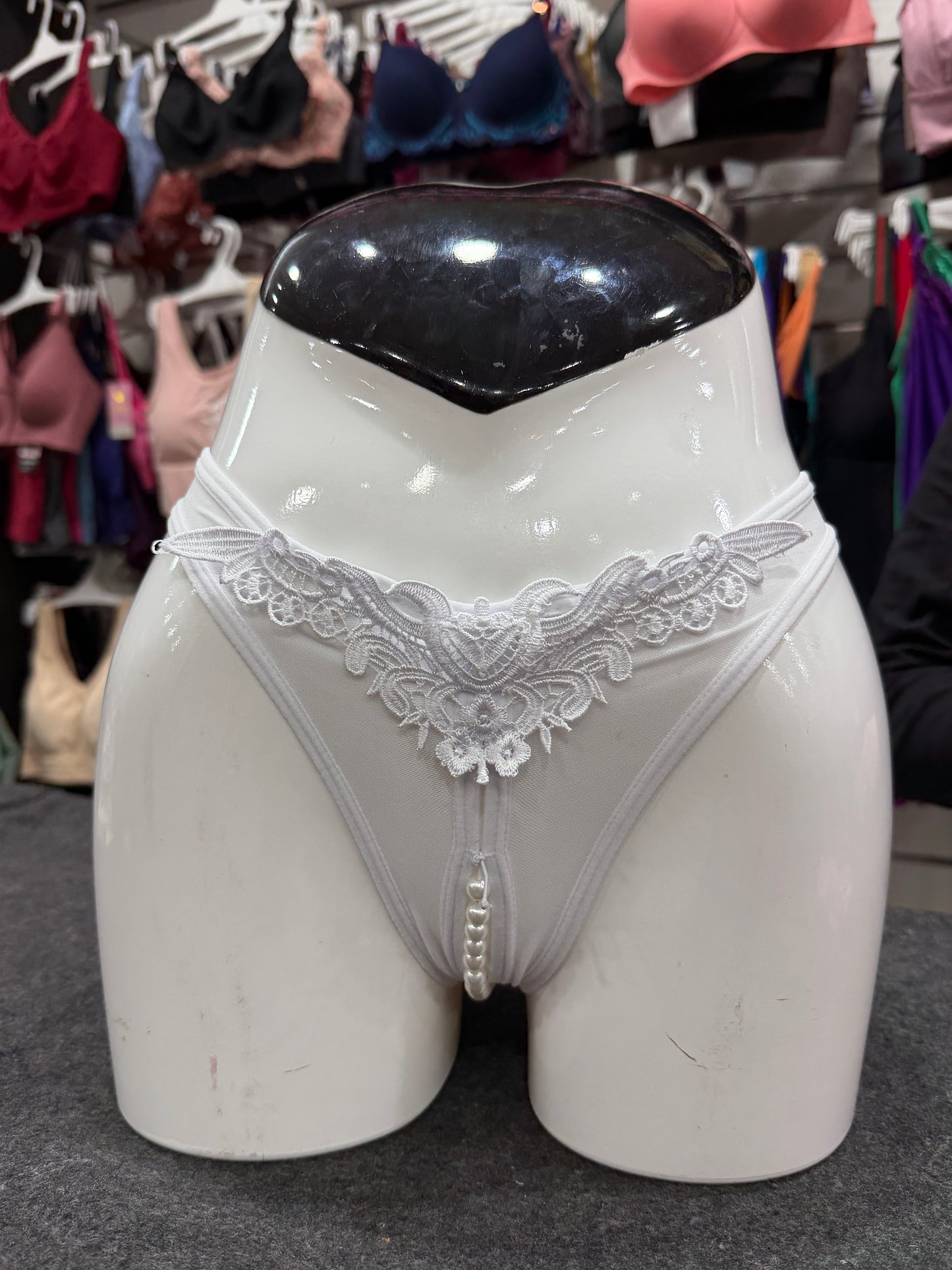 NETTED PEARLS PANTY - FRONT EMBROIDERY - WHITE COLOUR