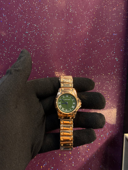 CRTR - LADIES WATCH - SLIM MODEL - GOLDEN CHAIN WITH GREEN DIAL