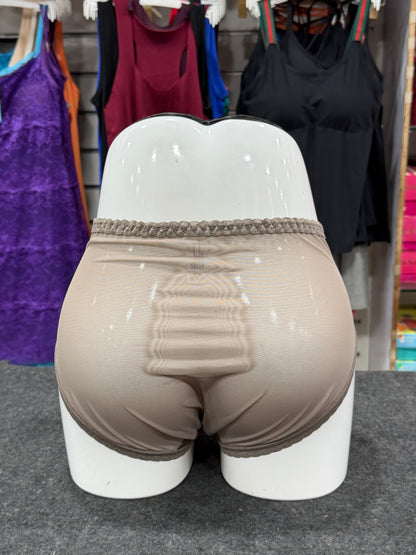 NETTED PANTY - SATIN FABRIC - DUSTY BROWN COLOUR - FULLY TRANSPARENT