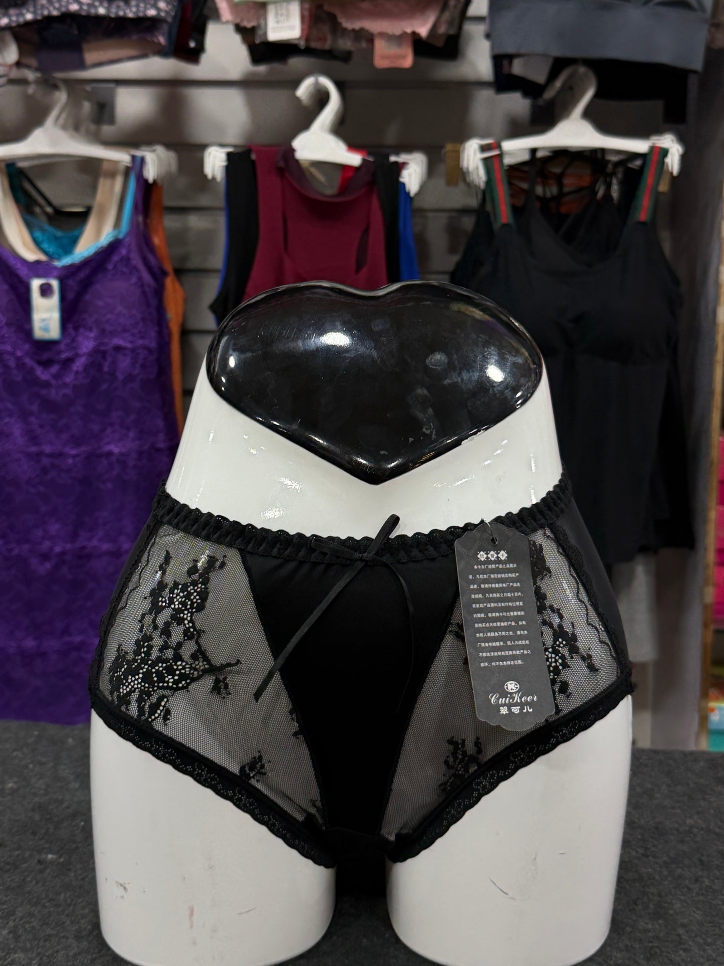 NETTED PANTY - FULLY TRANSPARENT - SATIN FABRIC - BLACK COLOUR