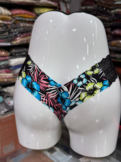NETTED PANTY - THONG - SIDE LACE - TRANSY - VERY COMFY - MODAL FABRIC - PRINTED