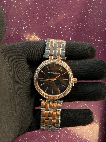 MK - LADIES WATCH - STONE’S WORK - DUAL COLOUR CHAIN - CLASSY LOOK