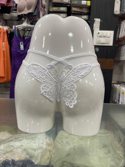 WHITE BUTTERFLY LACE OPEN - CROTCH PANTY