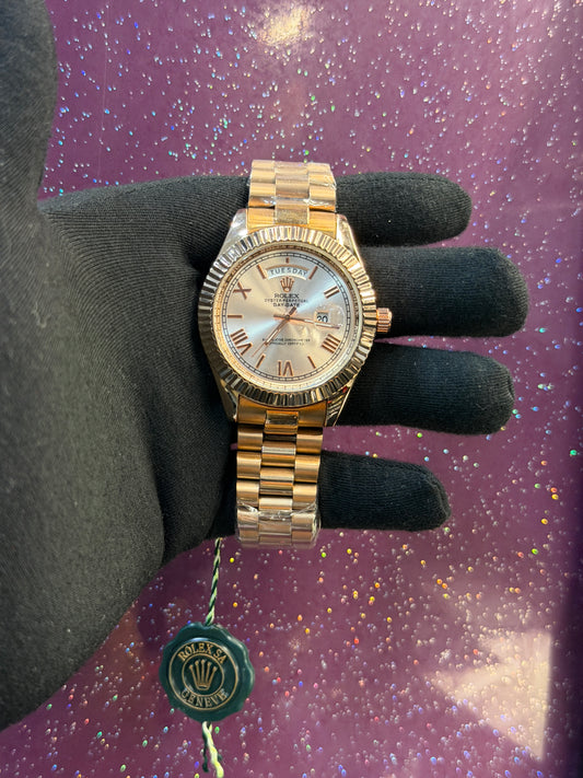 ROLEX - MEN'S WATCH - GOLDEN CHAIN WITH  WHITE DIAL