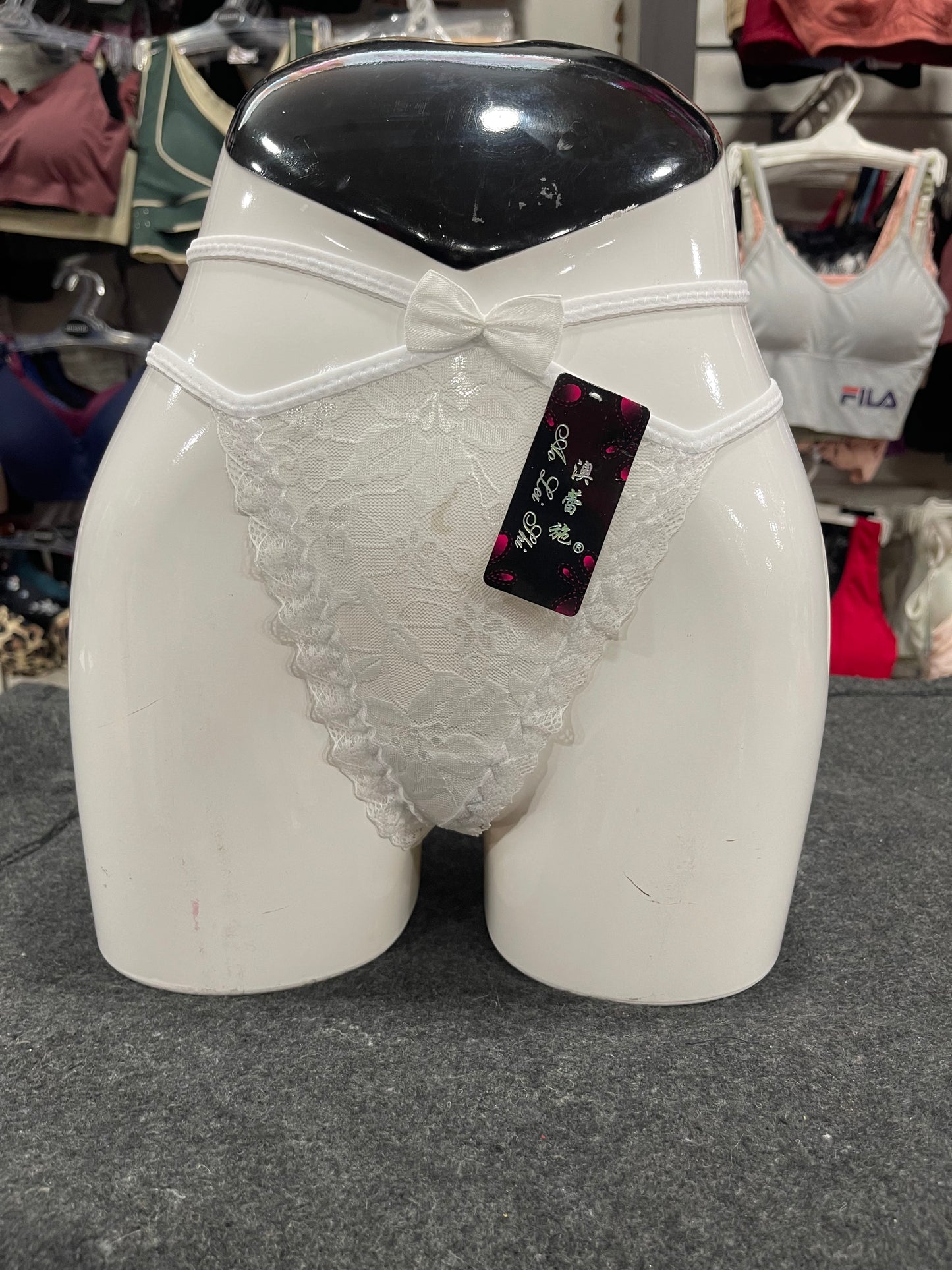 FLORAL LACE OPEN- BACK THONG PANTY - WHITE COLOUR