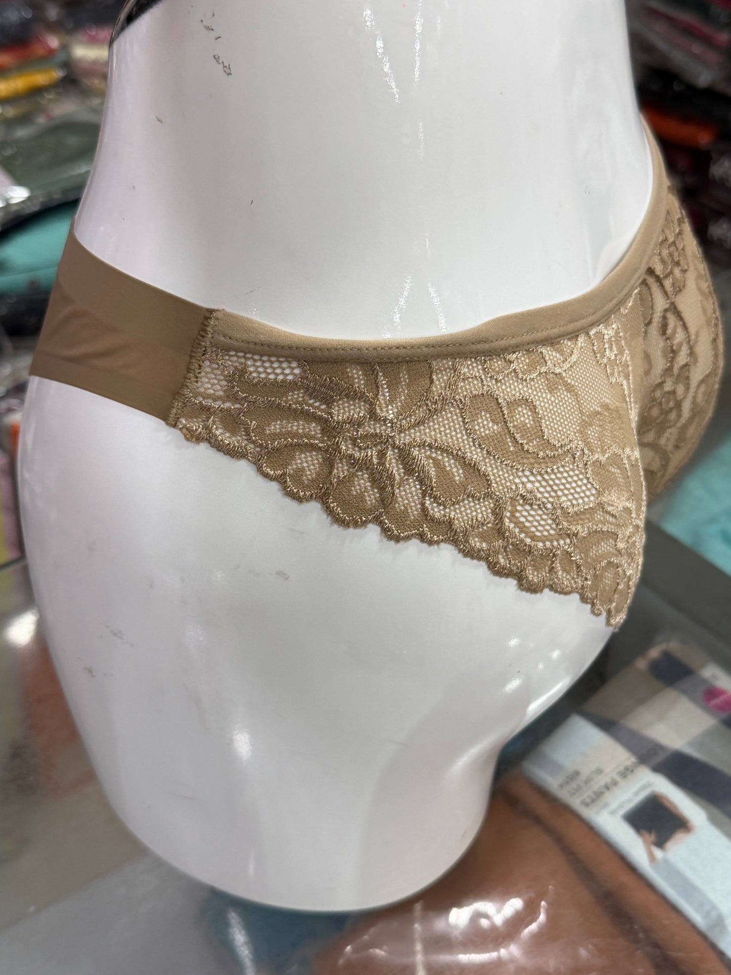 NETTED PANTY - THONG - BACK NETTED - MODAL FABRIC - NUDE BROWN COLOUR