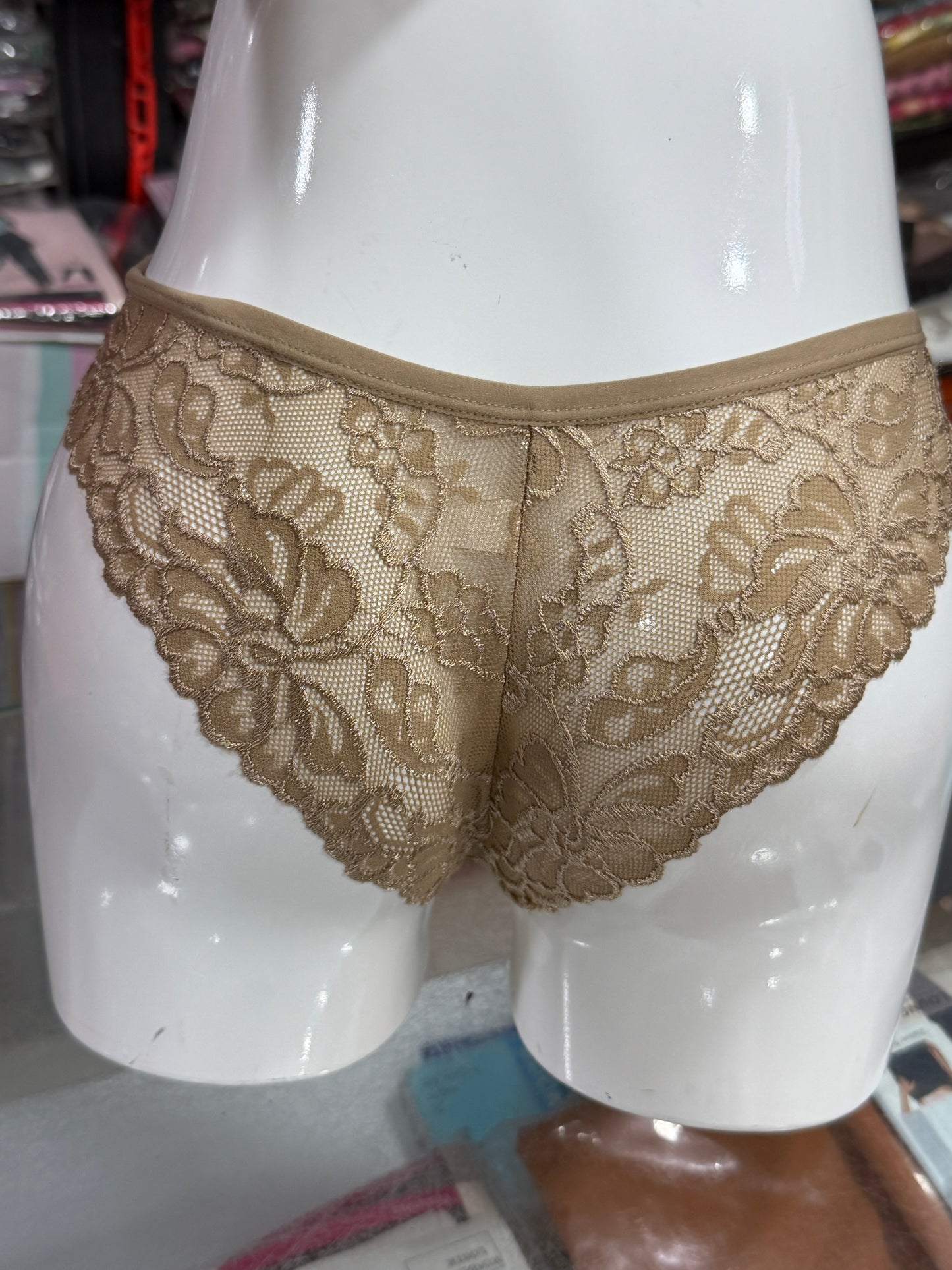 NETTED PANTY - THONG - BACK NETTED - MODAL FABRIC - NUDE BROWN COLOUR