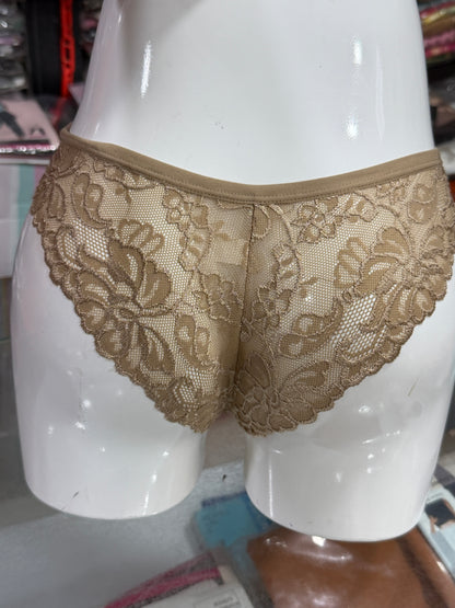 NETTED PANTY - THONG - BACK NETTED - MODAL FABRIC - NUDE BROWN COLOUR