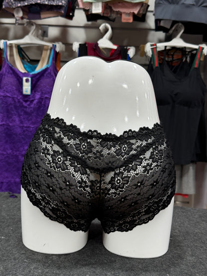 NETTED BOYLEG PANTY - FULLY TRANSY - BLACK COLOUR