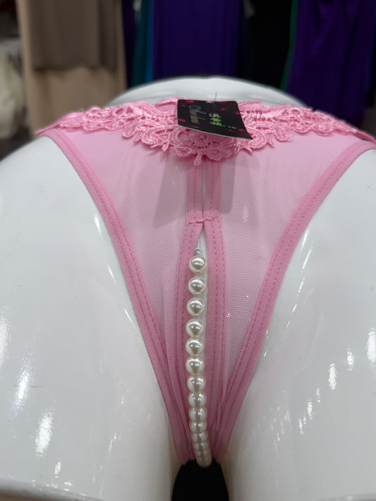 NETTED PEARLS PANTY - FRONT EMBROIDERY - PINK COLOUR