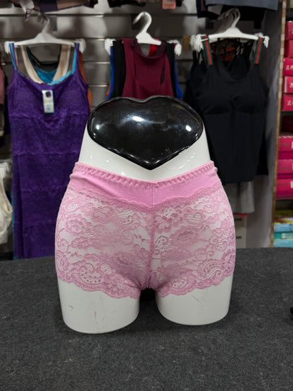 NETTED BOYLEG PANTY - FULLY TRANSY - PINK COLOUR - COTTON BAND