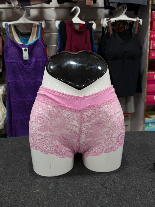 NETTED BOYLEG PANTY - FULLY TRANSY - PINK COLOUR - COTTON BAND