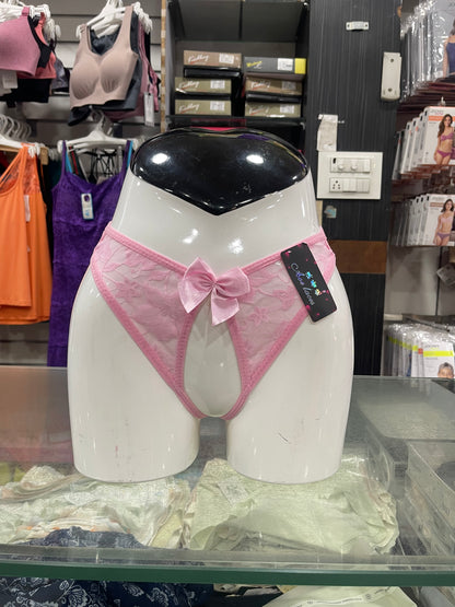 PINK BUTTERFLY LACE OPEN - CROTCH PANTY