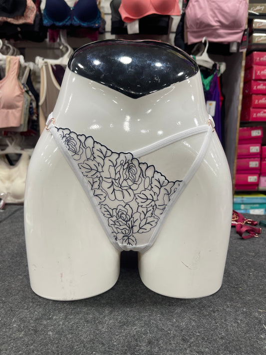 NETTED FLORAL THONG - PANTY - ADJUSTABLE SIDE STRAP - FREE SIZED - WHITE COLOUR