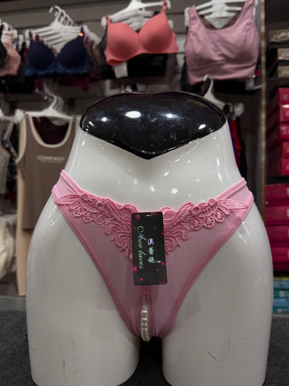 NETTED PEARLS PANTY - FRONT EMBROIDERY - PINK COLOUR