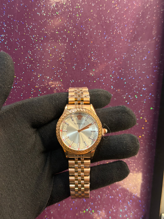 VERSACE - LADIES WATCH - ROSE GOLD CHAIN WITH WHITE DIAL