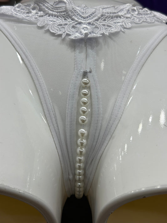 NETTED PEARLS PANTY - FRONT EMBROIDERY - WHITE COLOUR