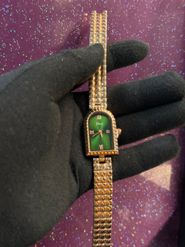 DIOR - LADIES WATCH - GOLDEN CHAIN WITH EMERALD GREEN COLOUR