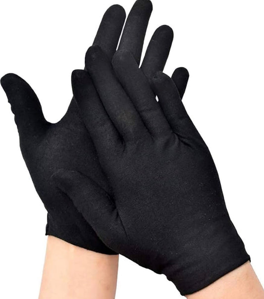COTTON GLOOVES - 1 PAIR - BLACK GLOOVES