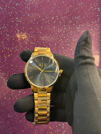 AX2701-SLIM MODEL GOLDEN CHAIN WITH BLACK DIAL