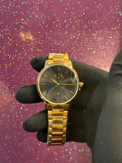 AX2701-SLIM MODEL GOLDEN CHAIN WITH BLACK DIAL