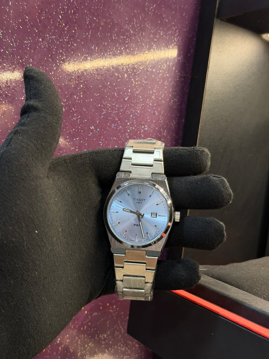 TISSOT - PRX - MEN'S WATCH - SILVER CHAIN WITH TIFFANY BLUE COLOUR