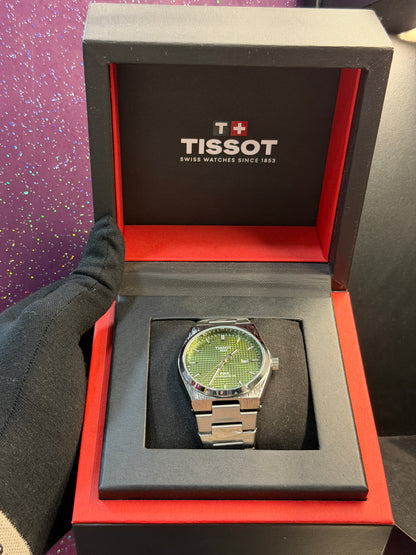TISSOT - PRX - MEN'S WATCH - SILVER CHAIN WITH LIGHT GREEN COLOUR