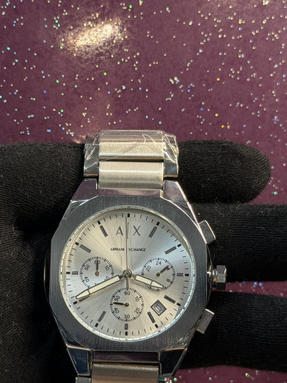 ARMANI EXCHANGE - MEN'S WATCH - CHRONOGRAPH - SILVER CHAIN WITH WHITE DIAL