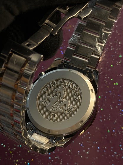 OMEGA - SPEEDMASTER - CHRONOGRAPH - SILVER ANSD GOLDEN CHAIN WITH VERY PRETTY DIAL