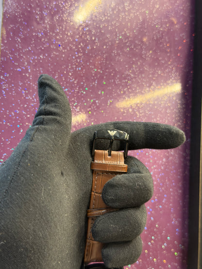 FOSSIL - AUTOMATIC WATCH - MEN'S WATCH , LEATHER STRAP , SEE-THROUGH ARTICLE