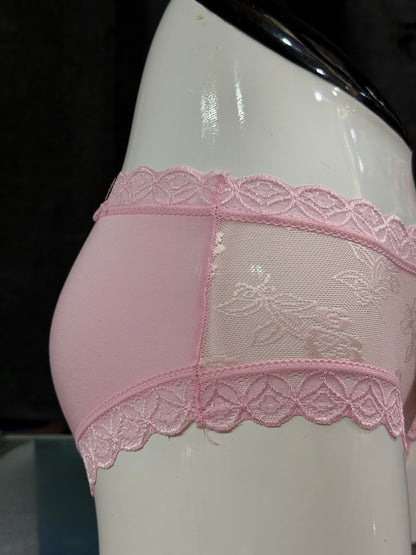 NETTED PANTY - FULLY TRANSPARENT - FABRIC - - COTTON MODAL - LIGHT PINK COLOUR