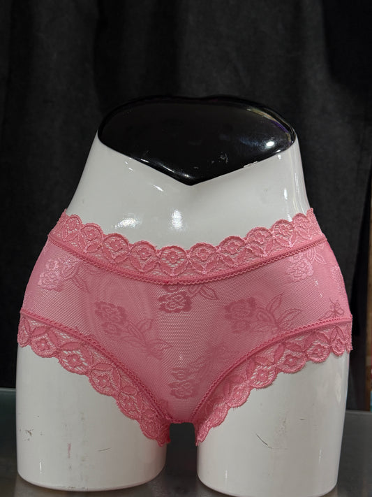 FRONT FULLY NETTED PANTY - PINK COLOUR - COTTON MODAL FABRIC - LACE