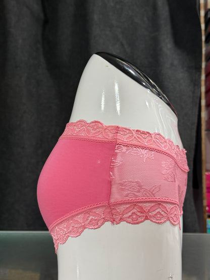 FRONT FULLY NETTED PANTY - PINK COLOUR - COTTON MODAL FABRIC - LACE