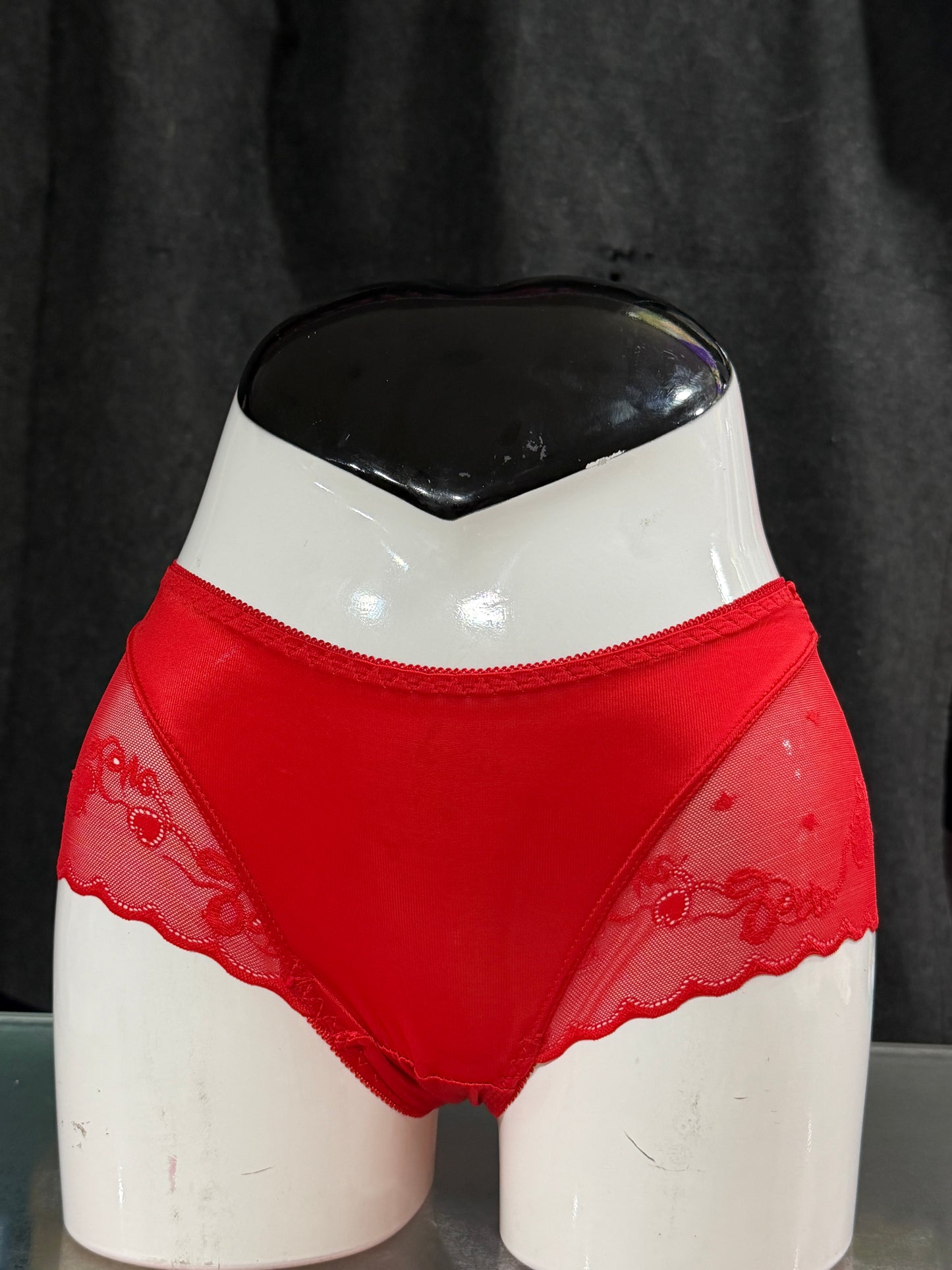 NETTED PANTY - SIDE NET - FABRIC SATIN - RED COLOUR