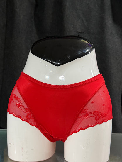 NETTED PANTY - SIDE NET - FABRIC SATIN - RED COLOUR