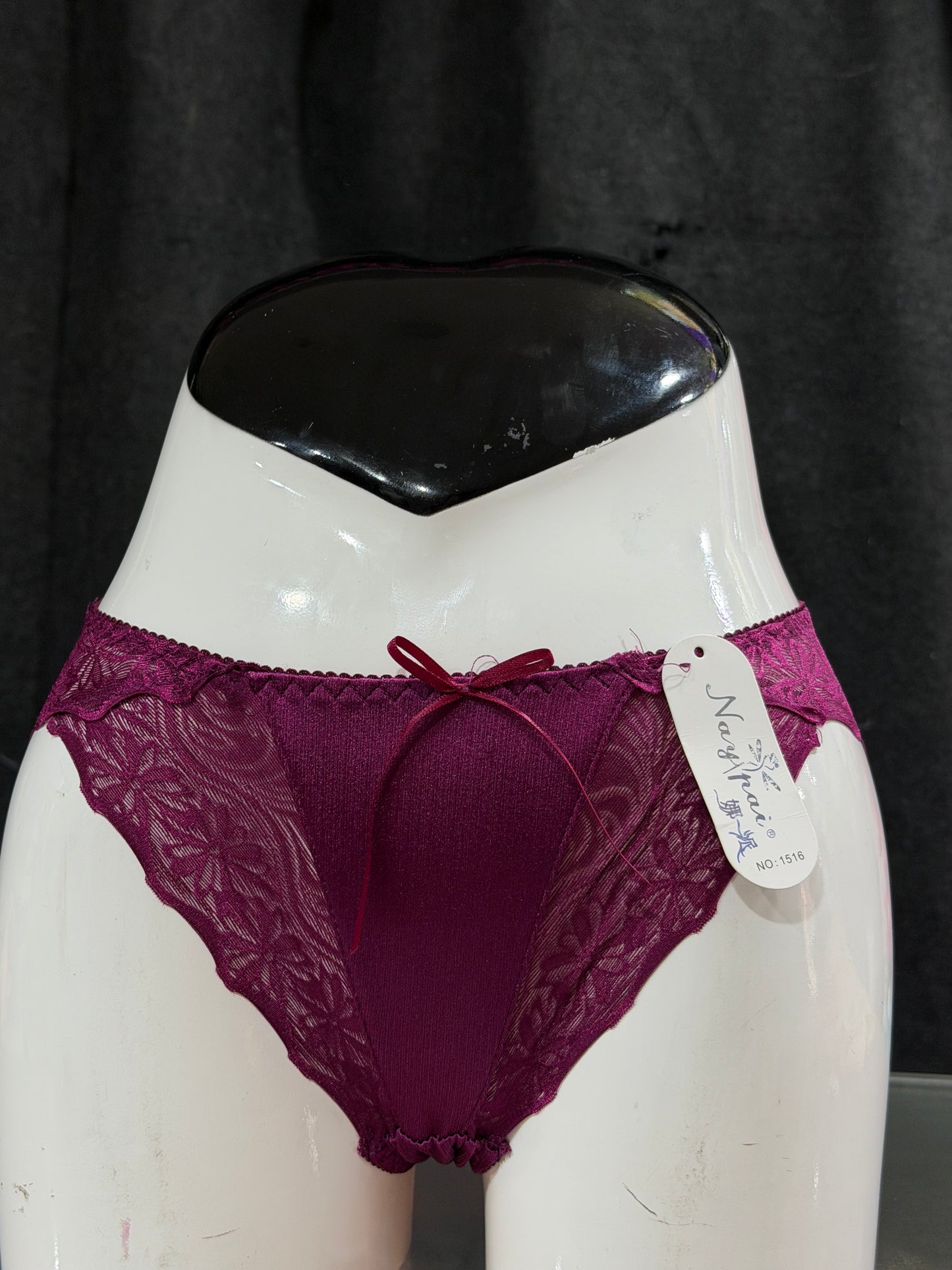 NETTED PANTY - SATIN FABRIC - WINE COLOUR