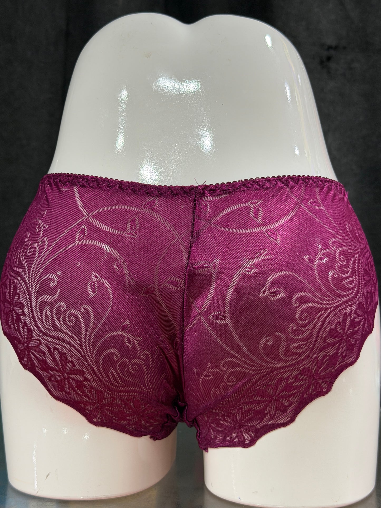 NETTED PANTY - SATIN FABRIC - WINE COLOUR