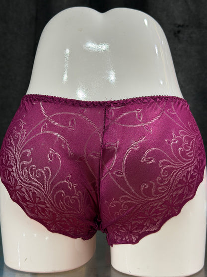 NETTED PANTY - SATIN FABRIC - WINE COLOUR