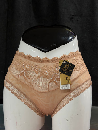 FULLY NETTED PANTY - LACE - HIGH WAIST - SKIN COLOUR