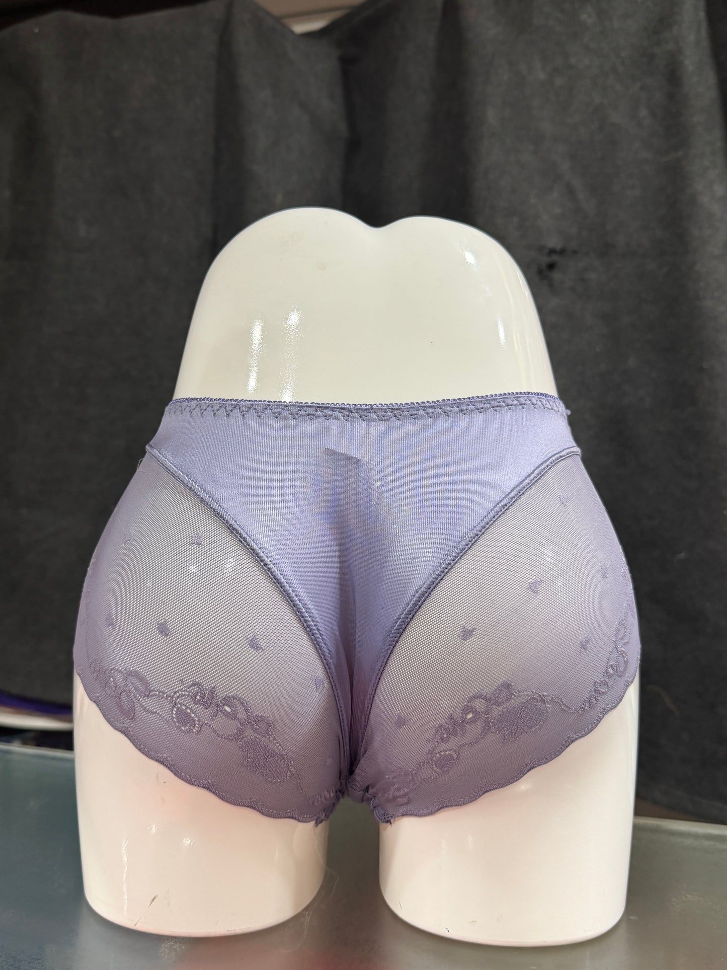 NETTED PANTY - BACK AND SIDE NET - SATIN FABRIC - LAVENDER GREY COLOUR