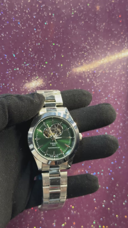 TISSOT - MEN'S WATCH - AUTOMATIC - SILVER CHAIN WITH GREEN DIAL
