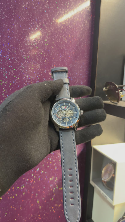 TOMMY HILFIGER - MEN'S WATCH -  AUTOMATIC - BLUE LEATHER STRAP