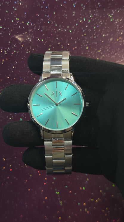 AX2701-SLIM ARTICLE , SILVER WITH BLUE DIAL